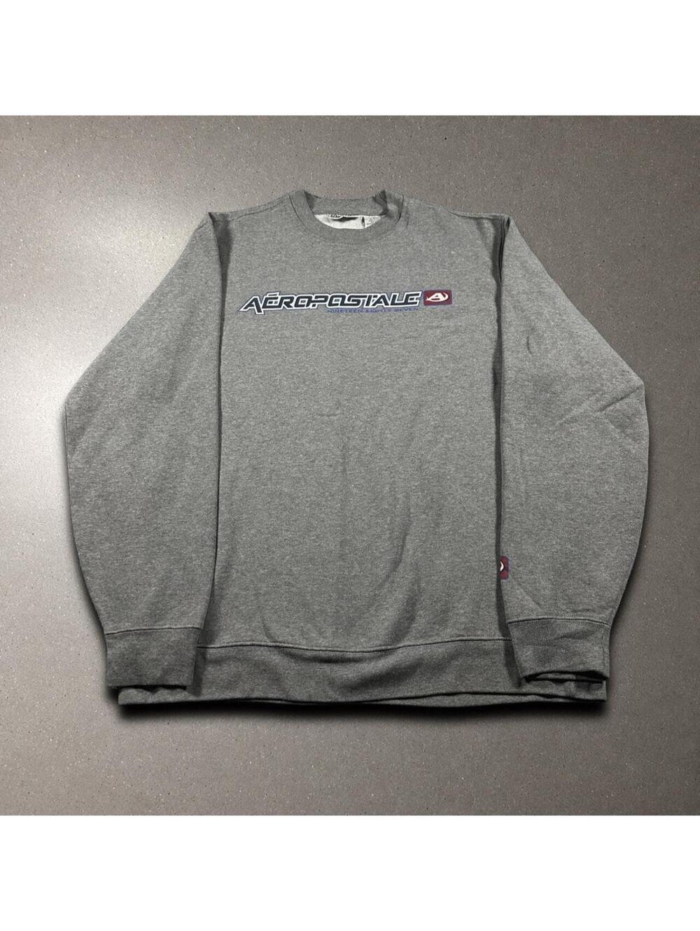 Vintage Y2K Aeropostale Surfwear Style Gray Sweater - Tagged L, Fits XL!